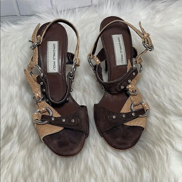 Giancarlo Paoli Suede/Snakeskin Heels Sz 37/6.5 - Picture 2 of 7